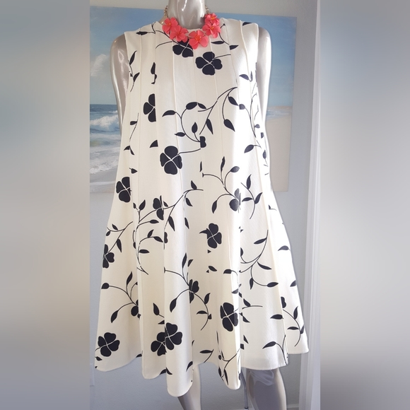 *$4,190 NEW 2020 OSCAR DE LA RENTA GORGEOUS IVORY BLK WOOL DAY DRESS US XL - Picture 1 of 11